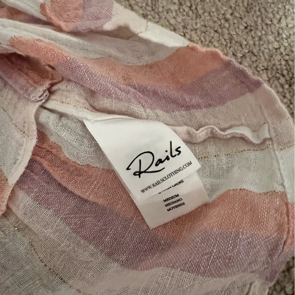 Rails Cream & Pink Striped Peplum Tank Top Size M - Picture 6 of 7